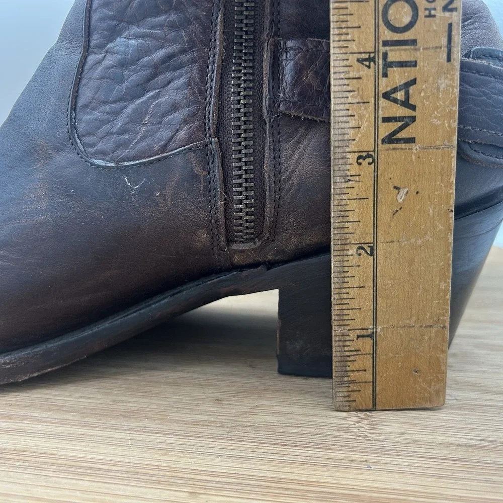 J.B.‎ Dillon Short Zip Western Boot Womens US 10 B Brown Leather Buckle Strap